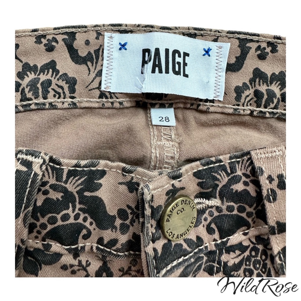 Paige Verdugo Ultra Skinny Jeans Tan Paisley Cotton Pants SZ 28 - Picture 7 of 10